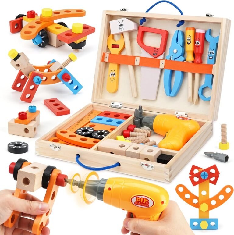 Boîte à Outils Montessori 205 Pièces - Jeu De Construction Avec Tournevis, Écrous, Vis - Puzzle Mosaïque Pour Enfants 3 Ans Et +