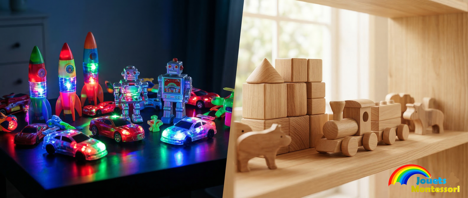 Jouets plastique clignotant vs Jouets bois naturel : ce qui se passe vraiment dans le cerveau de votre bébé